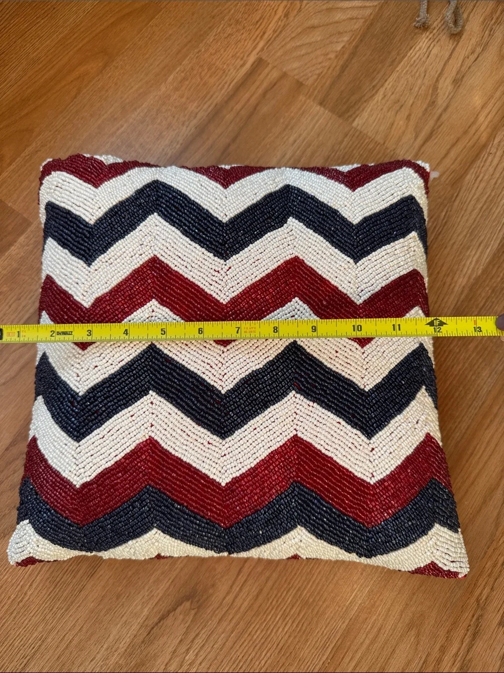 Pier 1 Beaded Chevron Accent Pillow - Red, Navy & Cream